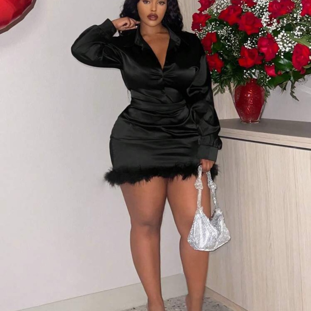 Chic Black Satin Long Sleeve Top